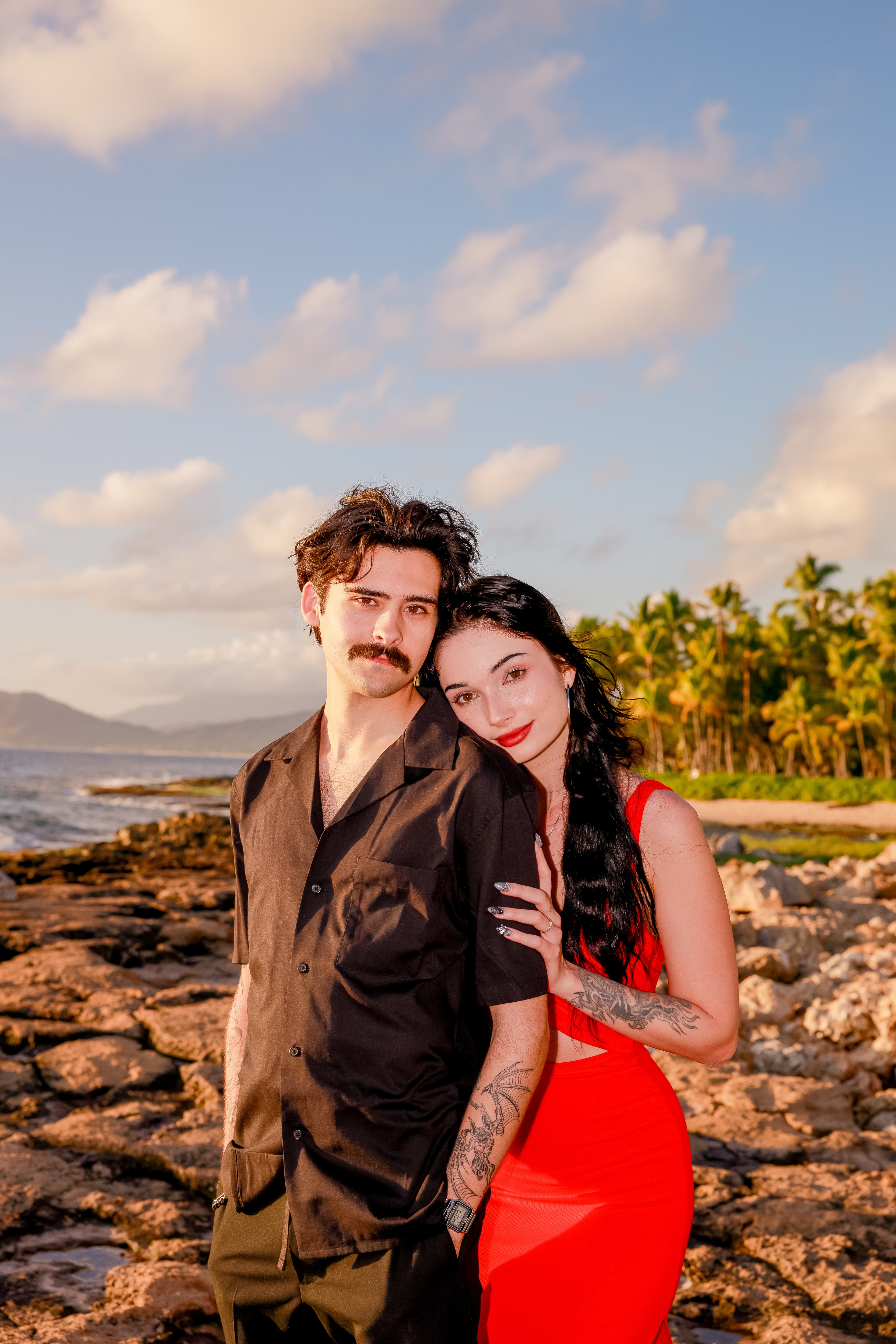 Intimate engagement portrait with emotional closeness